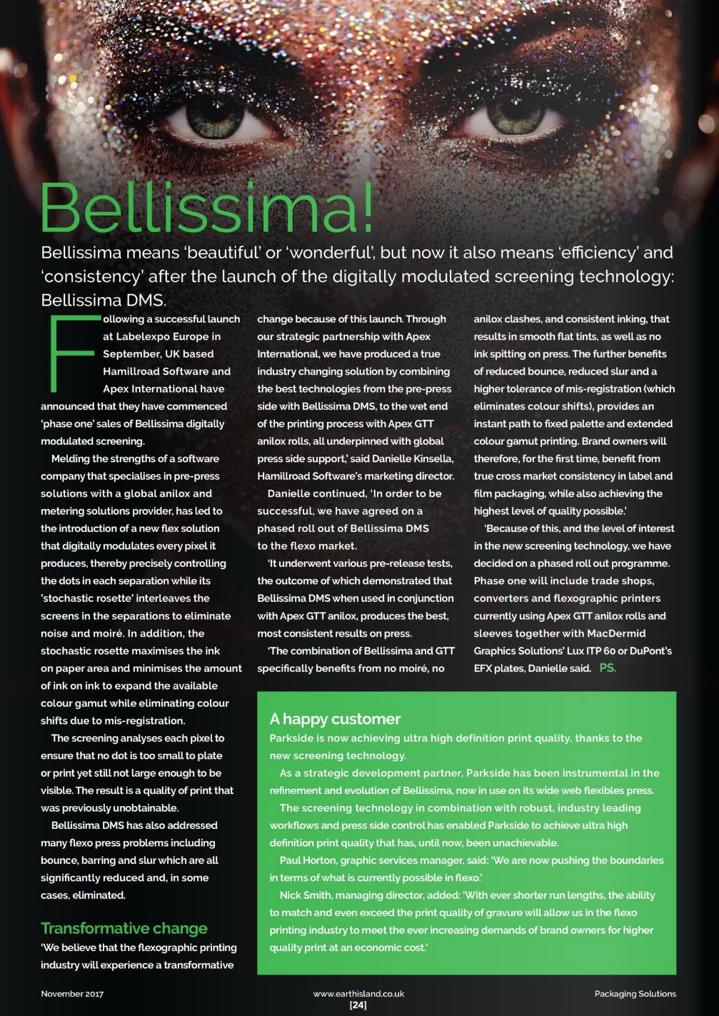 Bellissima DMS Screening Packaging Solutions magazine flexo printing